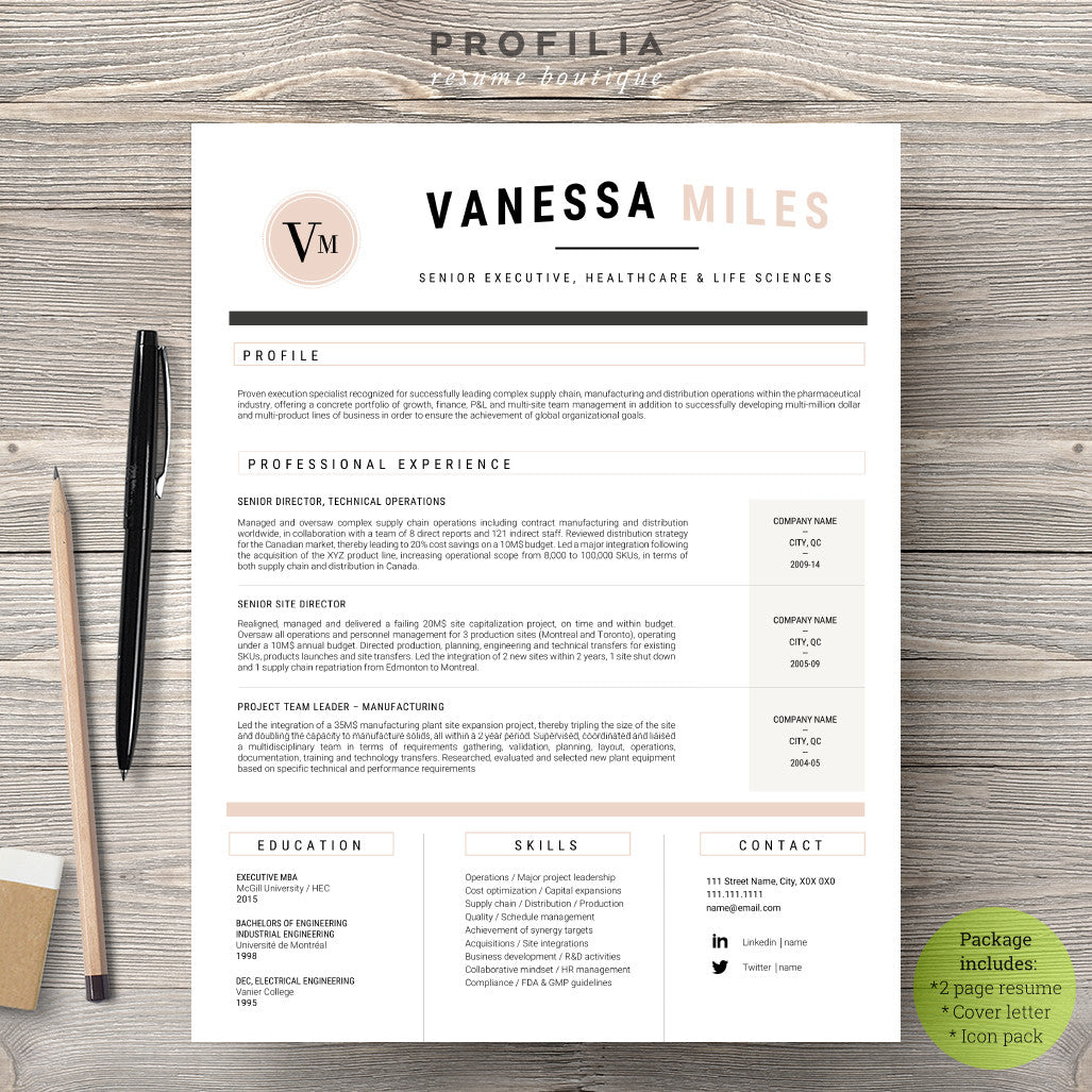 Modern Resume & Cover Letter Template --- Editable word format (#19)