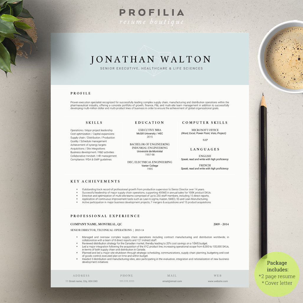 Modern Resume & Cover Letter Template --- Editable word format (#15)