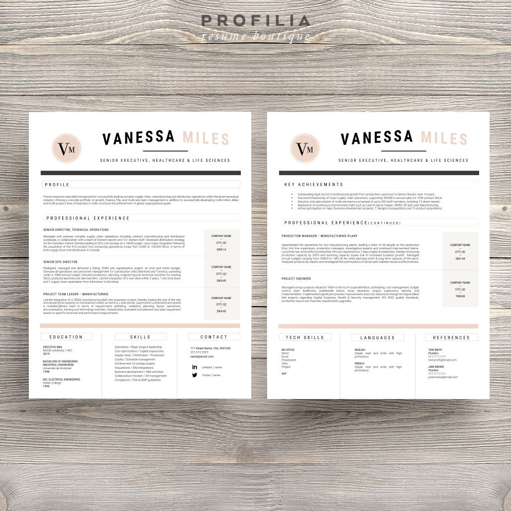 Modern Resume & Cover Letter Template --- Editable word format (#19)