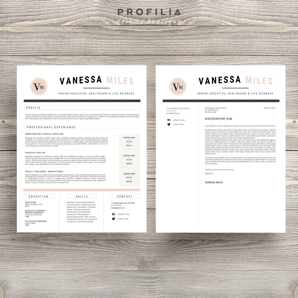 Modern Resume & Cover Letter Template --- Editable word format (#19)