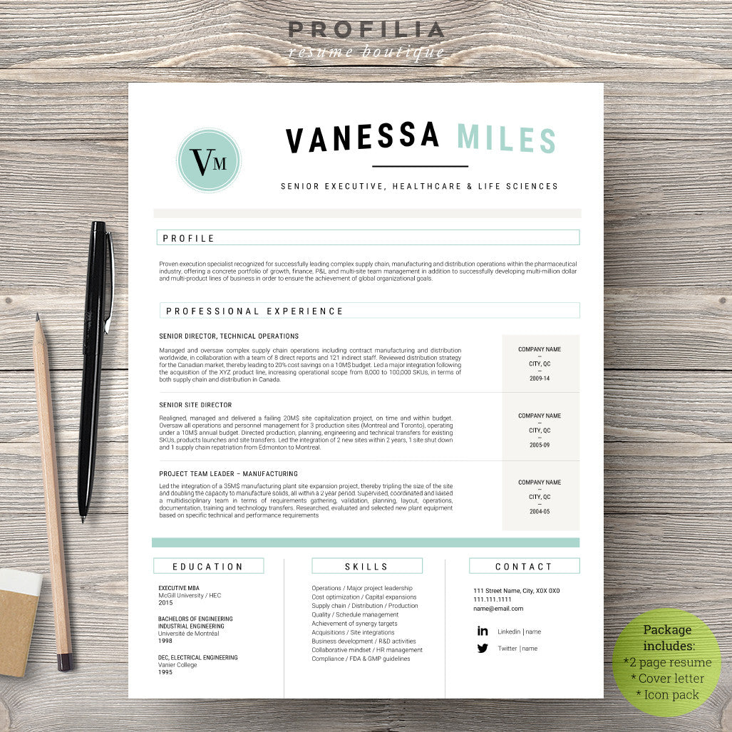 Modern Resume & Cover Letter Template --- Editable word format (#19)