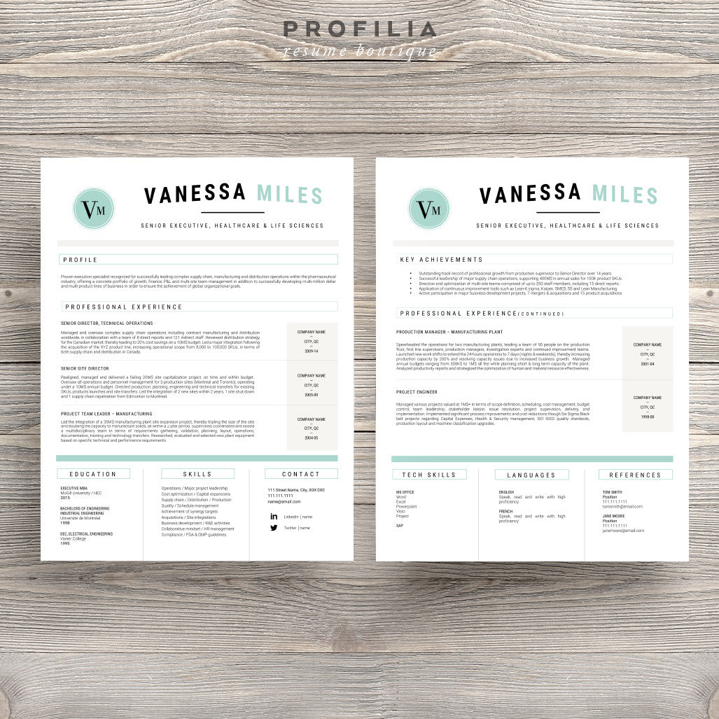 Modern Resume & Cover Letter Template --- Editable word format (#19)