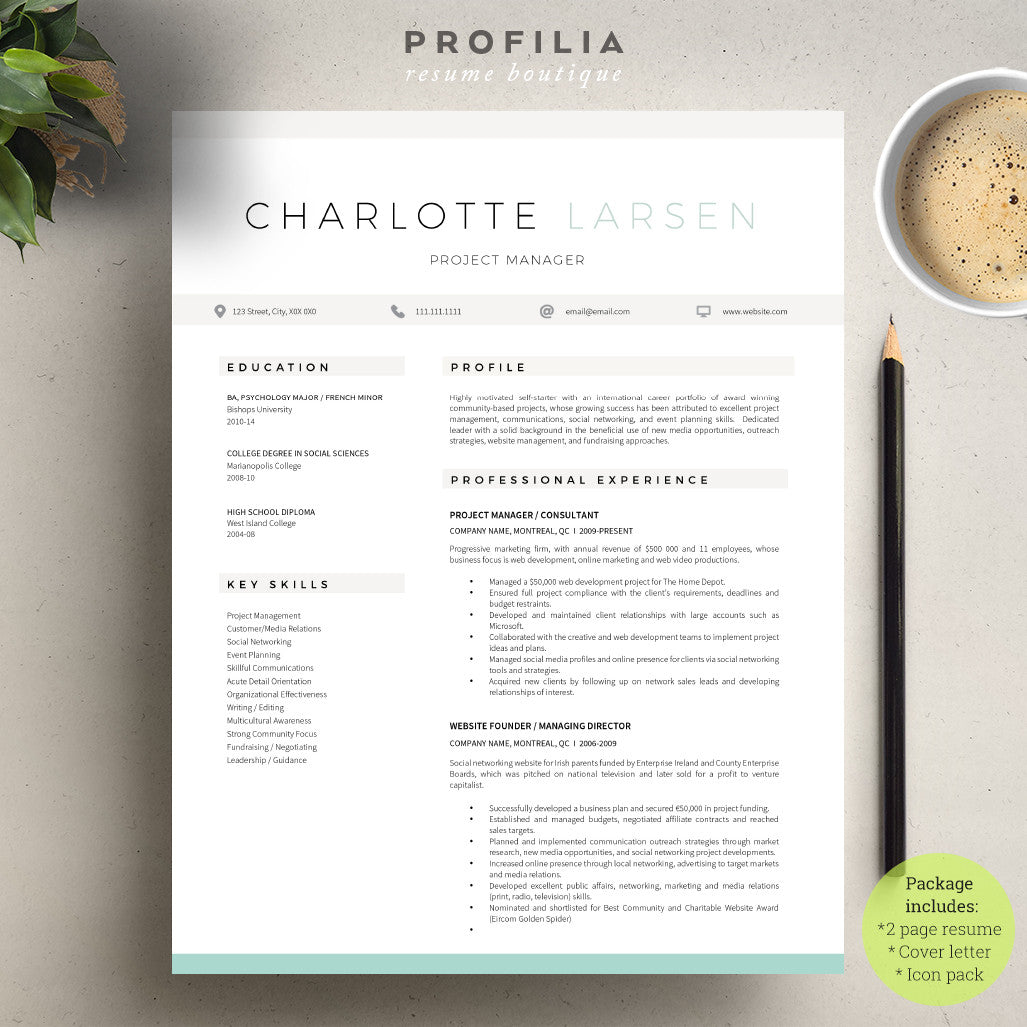 Modern Resume & Cover Letter Template --- Editable word format (#24)