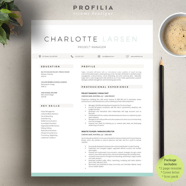 Modern Resume & Cover Letter Template --- Editable word format (#24)
