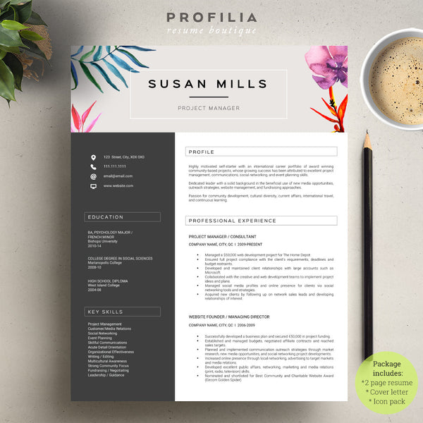 Modern Resume & Cover Letter Template --- Editable word format (#26)