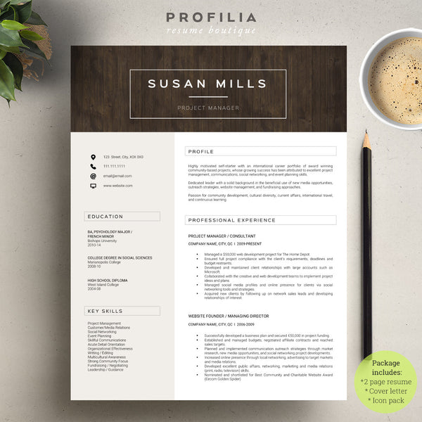 Modern Resume & Cover Letter Template --- Editable word format (#27)