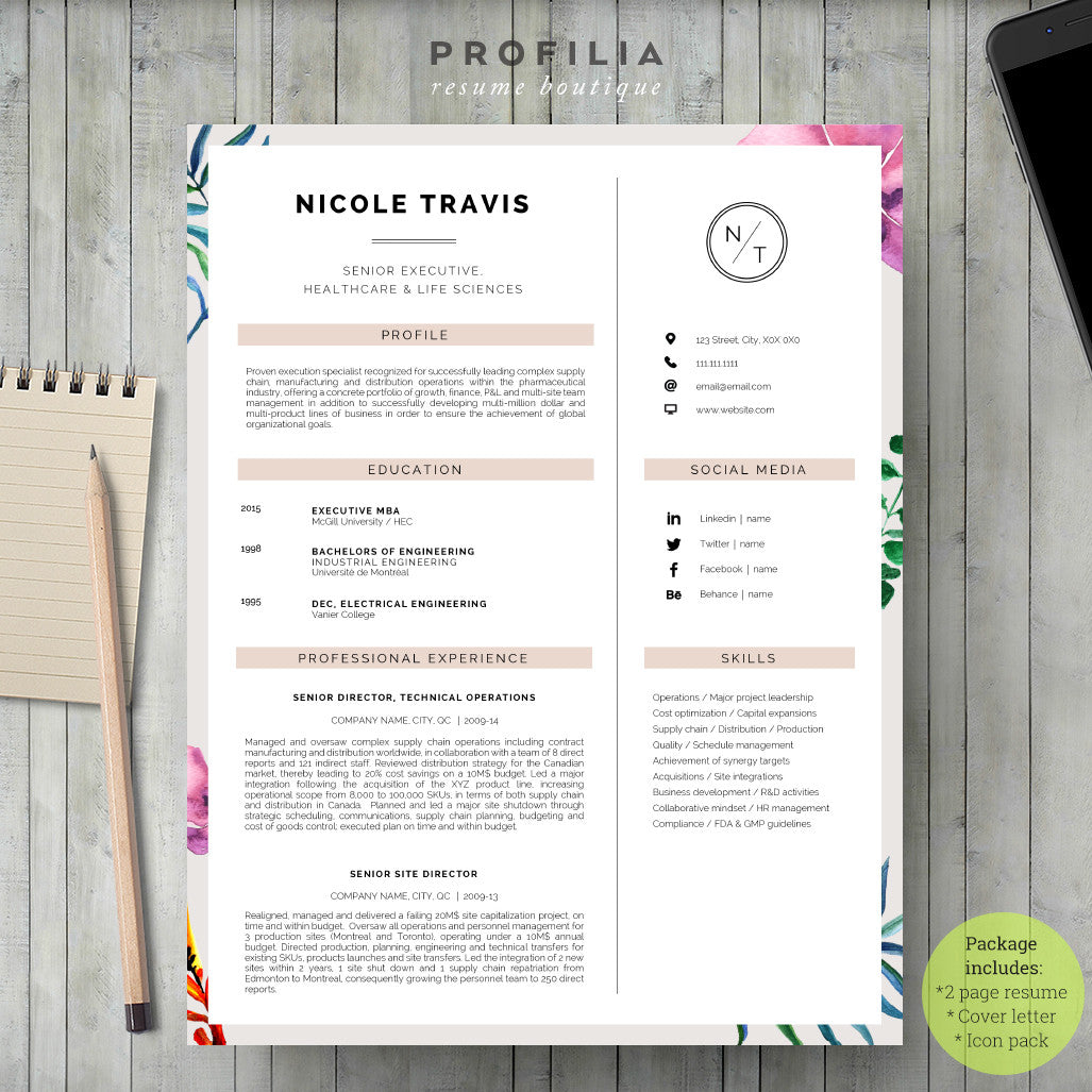 Modern Resume & Cover Letter Template --- Editable word format (#32)