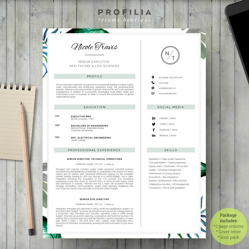 Modern Resume & Cover Letter Template --- Editable word format (#33)