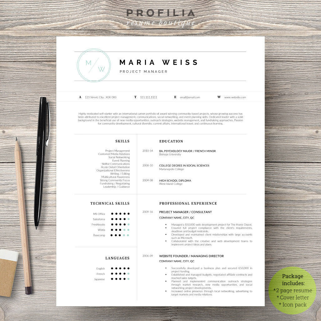 Modern Resume & Cover Letter Template --- Editable word format (#35)