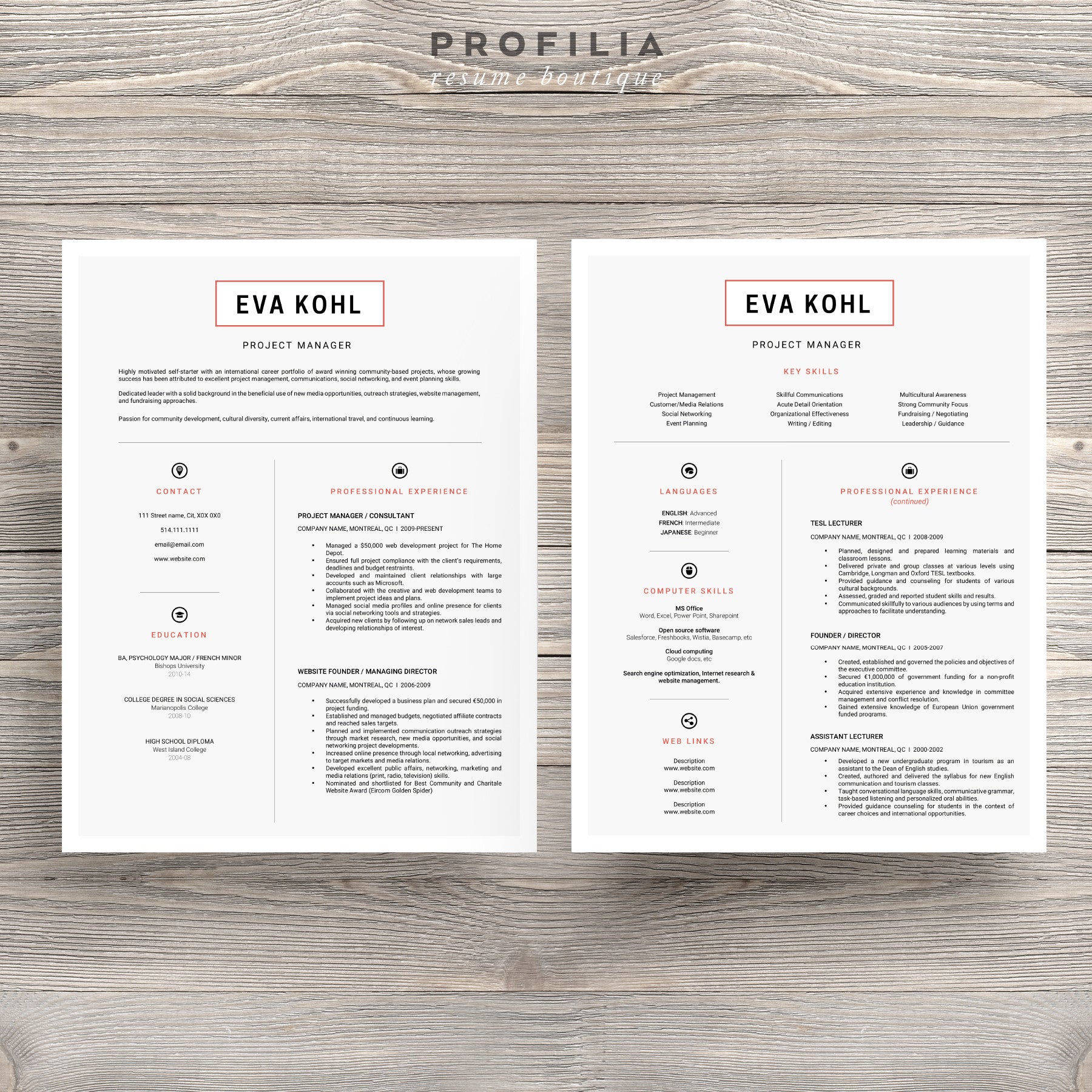 Modern Resume & Cover Letter Template --- Editable word format (#4)