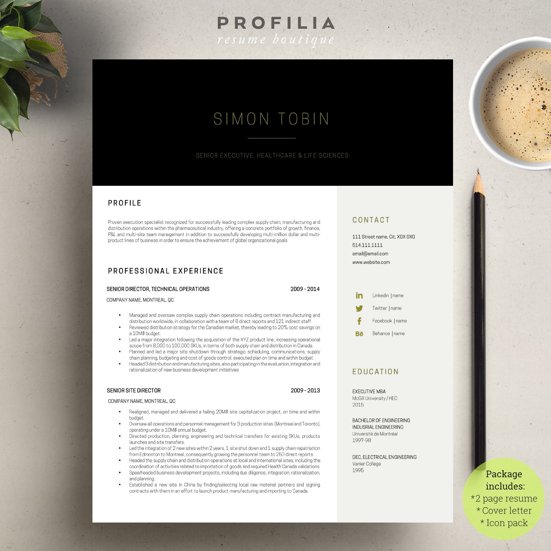 Modern Resume & Cover Letter Template --- Editable word format (#9)