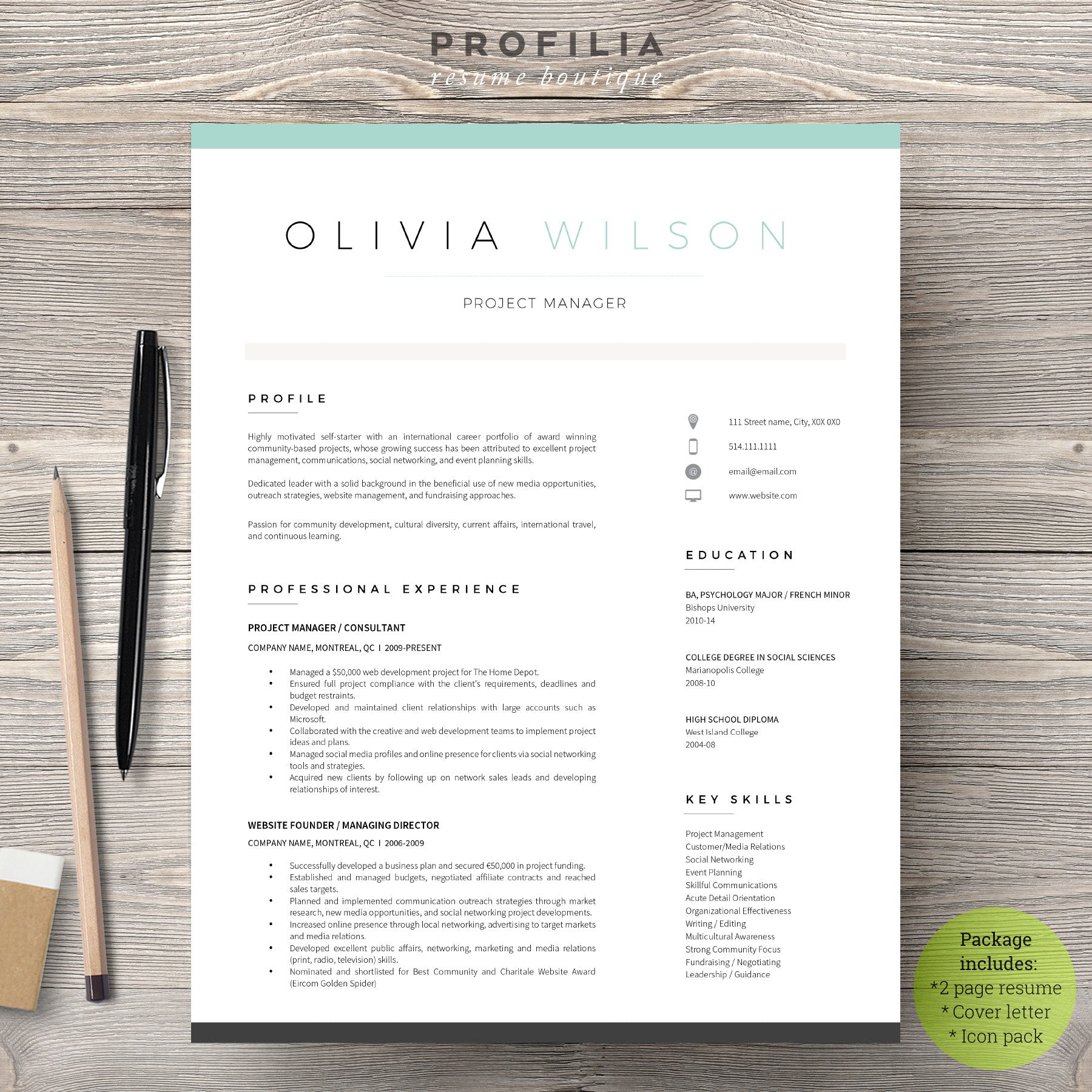 Modern Resume & Cover Letter Template --- Editable word format (#12)