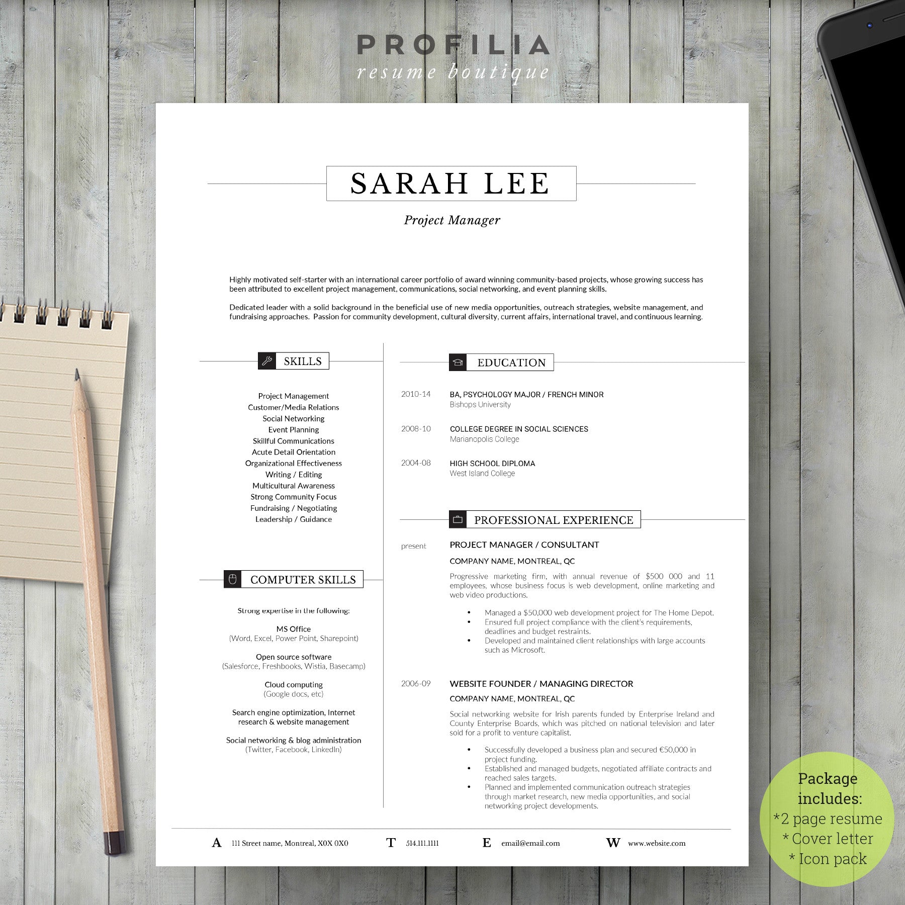 Modern Resume & Cover Letter Template --- Editable word format (#5)