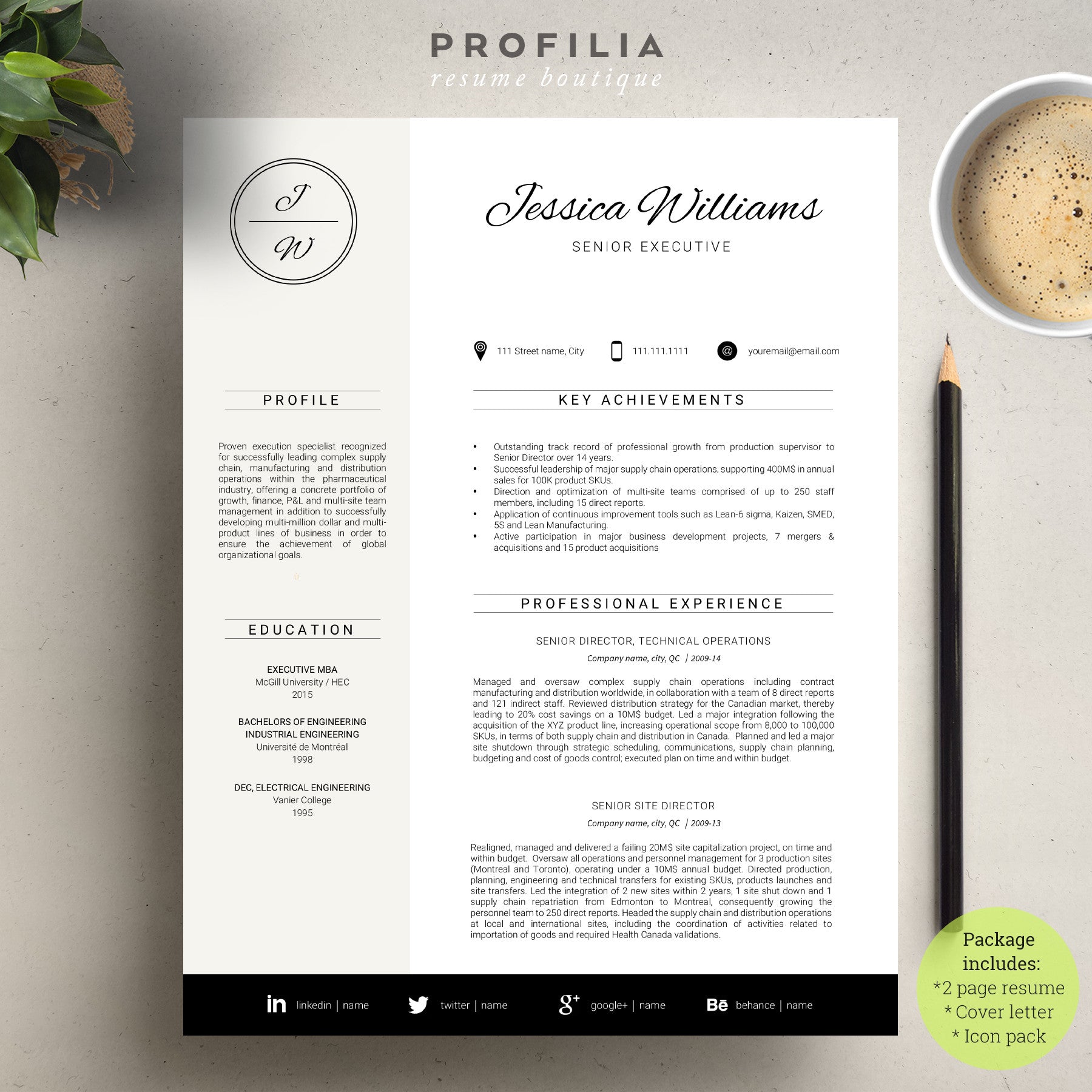 Modern Resume & Cover Letter Template --- Editable word format (#11)