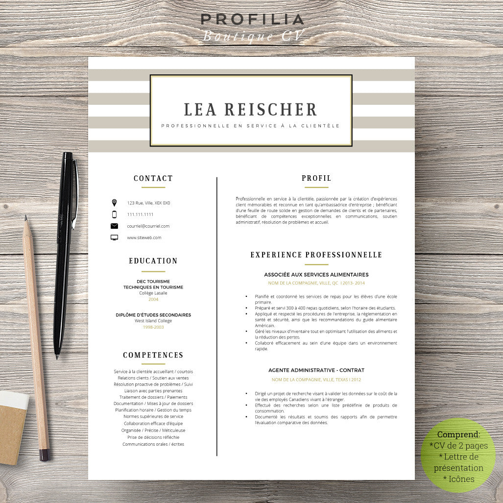 Modèle de CV et Lettre de présentation à télécharger --- Fichier en format Word modifiable (#16)