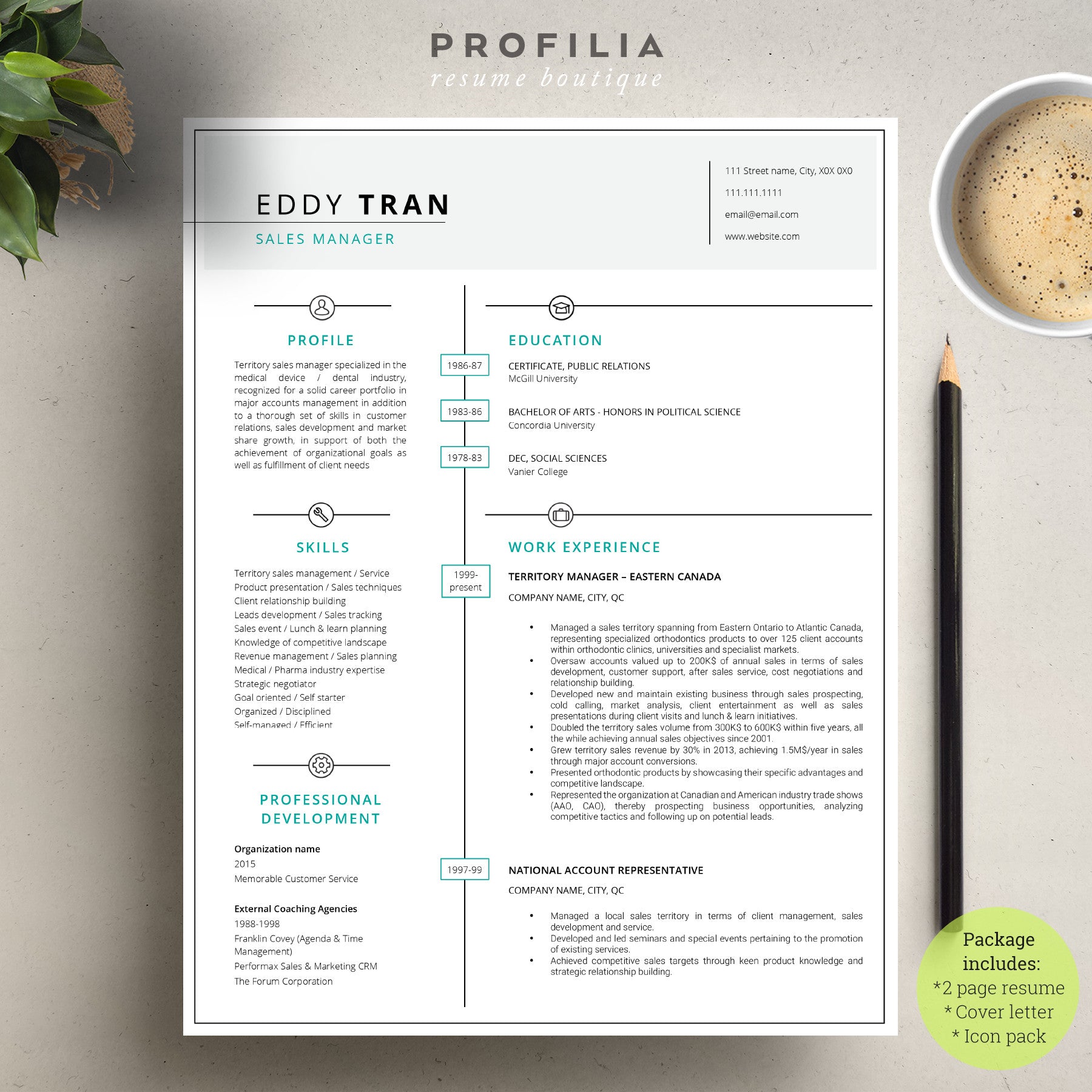 Modern Resume & Cover Letter Template --- Editable word format (#6)