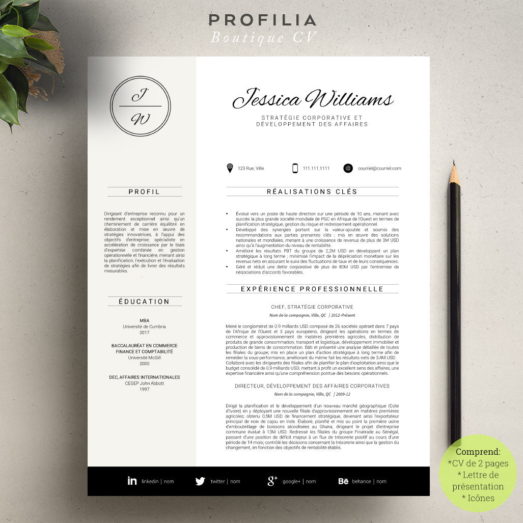 Modèle de CV et Lettre de présentation à télécharger --- Fichier en format Word modifiable (#11)