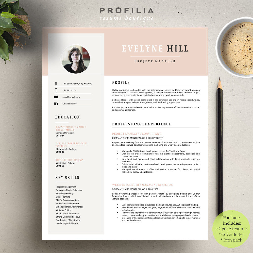 Modern Resume & Cover Letter Template --- Editable word format (#17)