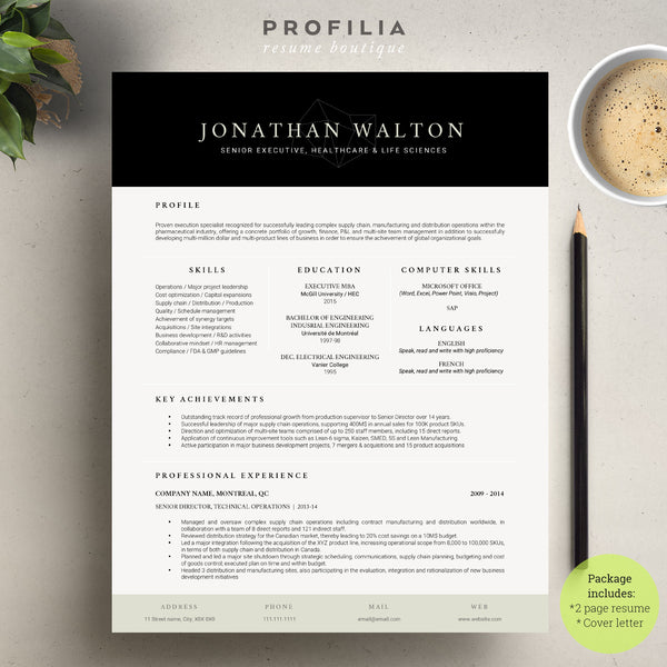 Modern Resume & Cover Letter Template --- Editable word format