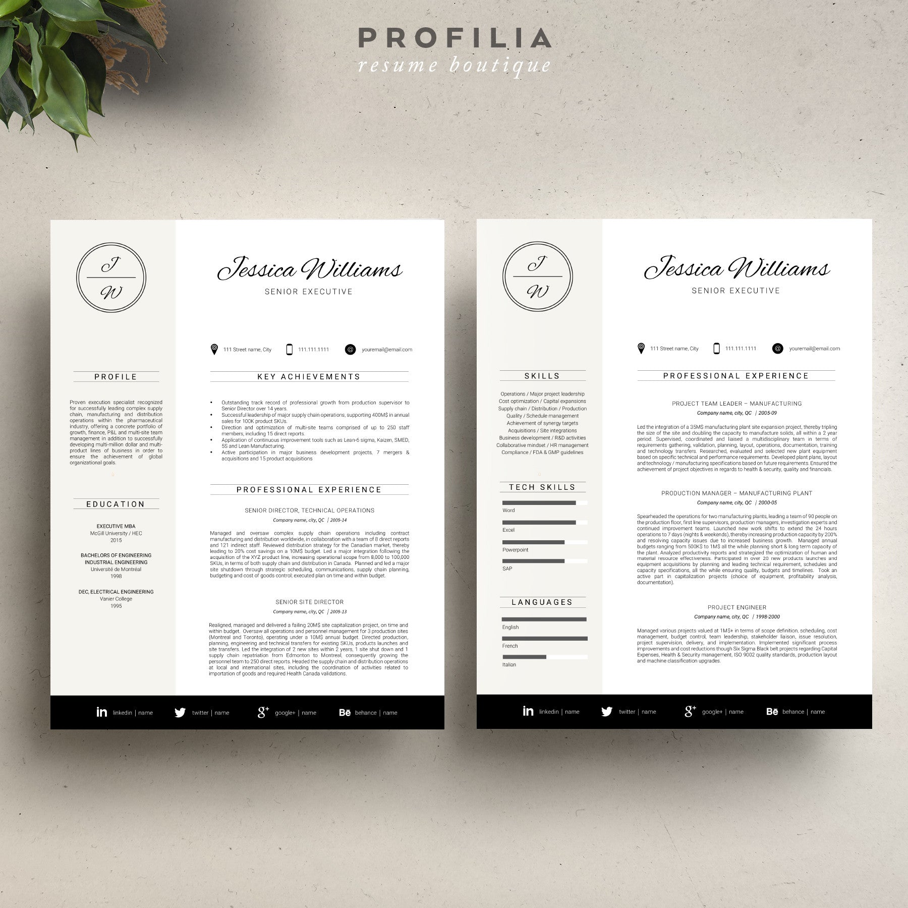 Modern Resume & Cover Letter Template --- Editable word format (#11)