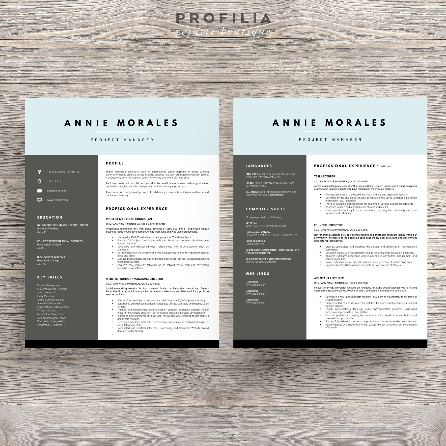 Modern Resume & Cover Letter Template --- Editable word format (#2)