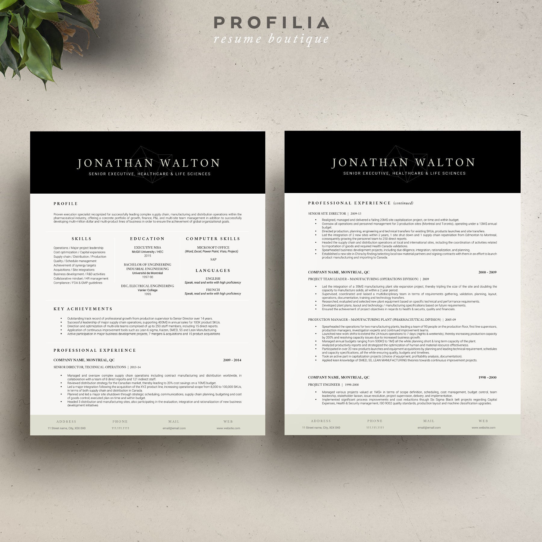 Modern Resume & Cover Letter Template --- Editable word format