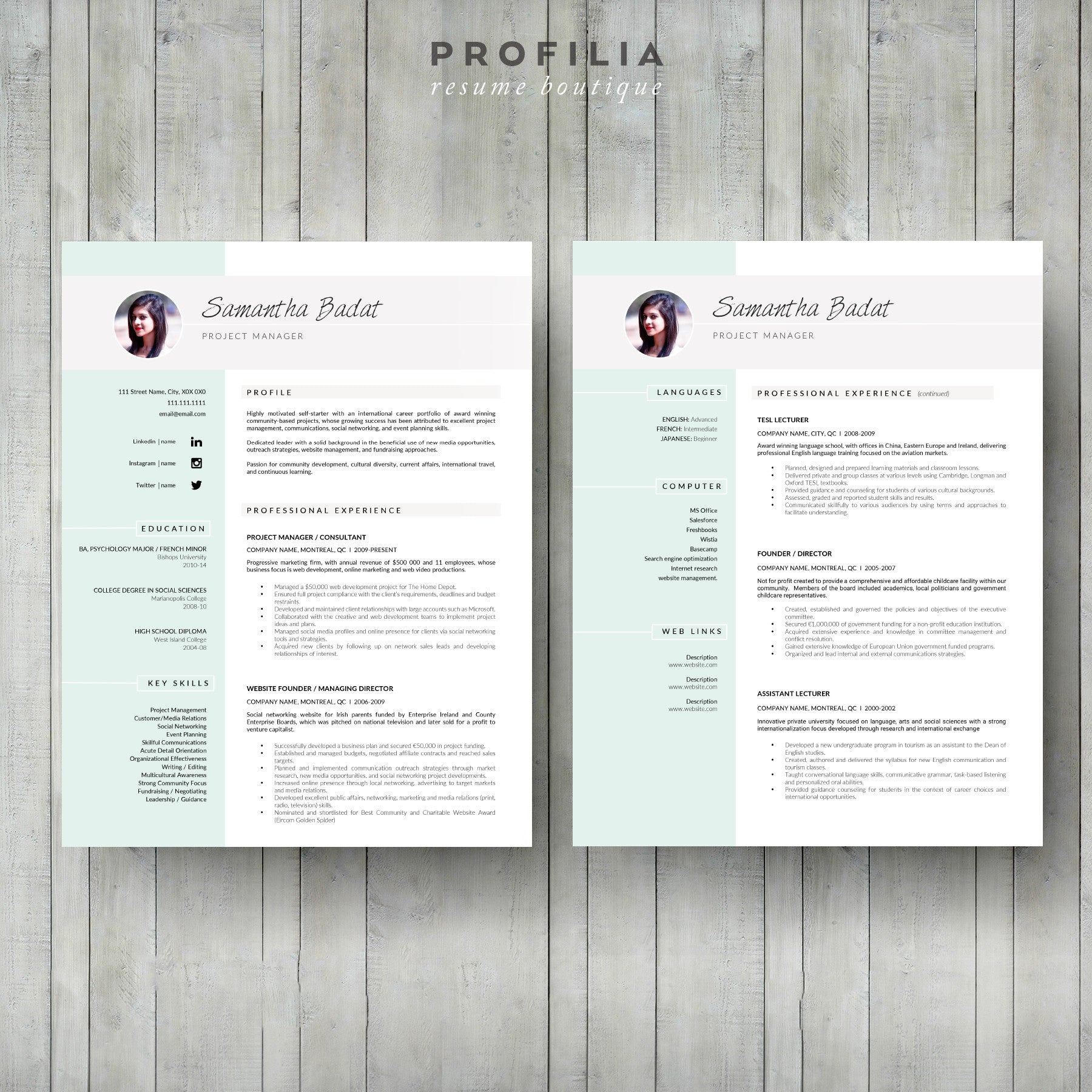 Modern Resume & Cover Letter Template --- Editable word format (#13)