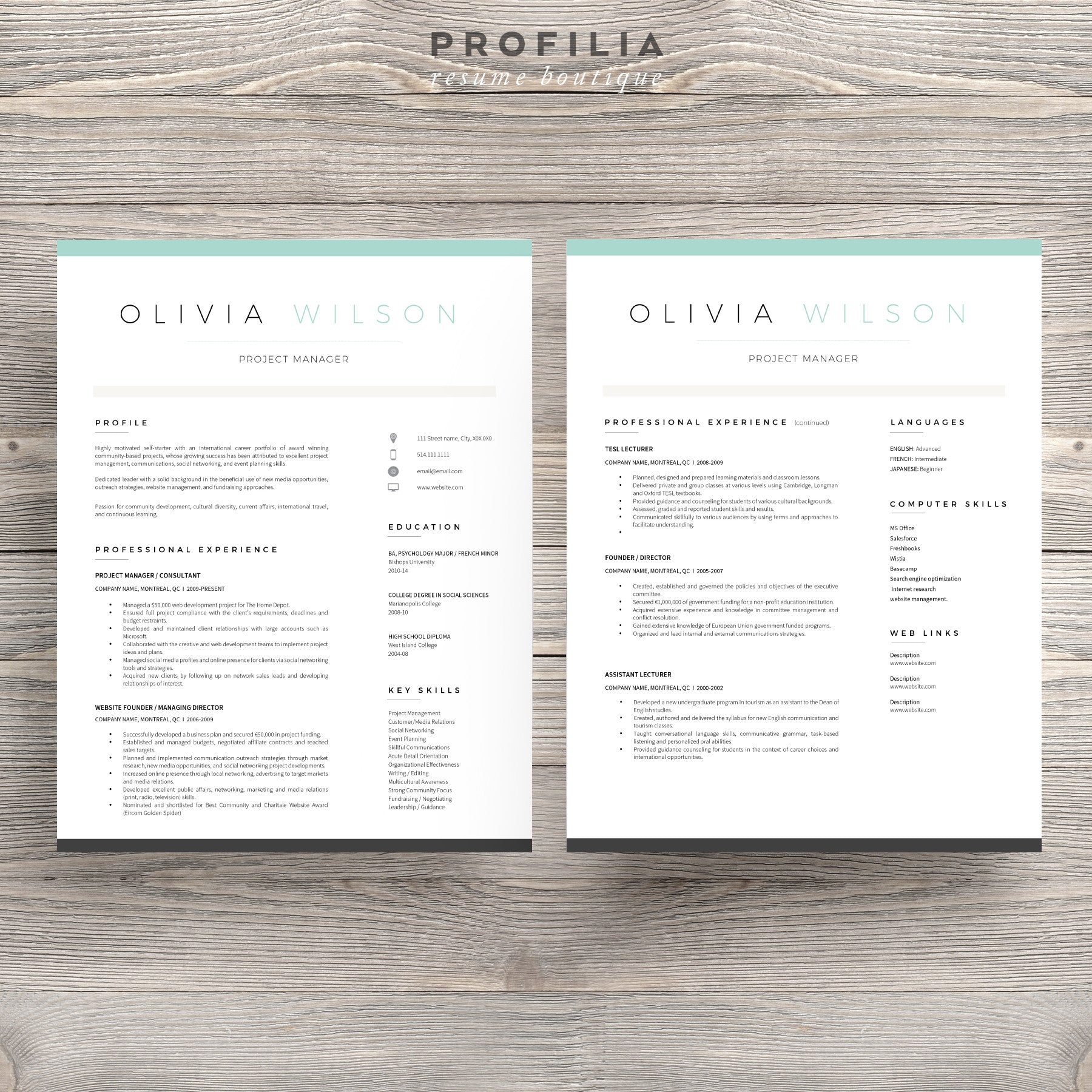 Modern Resume & Cover Letter Template --- Editable word format (#12)