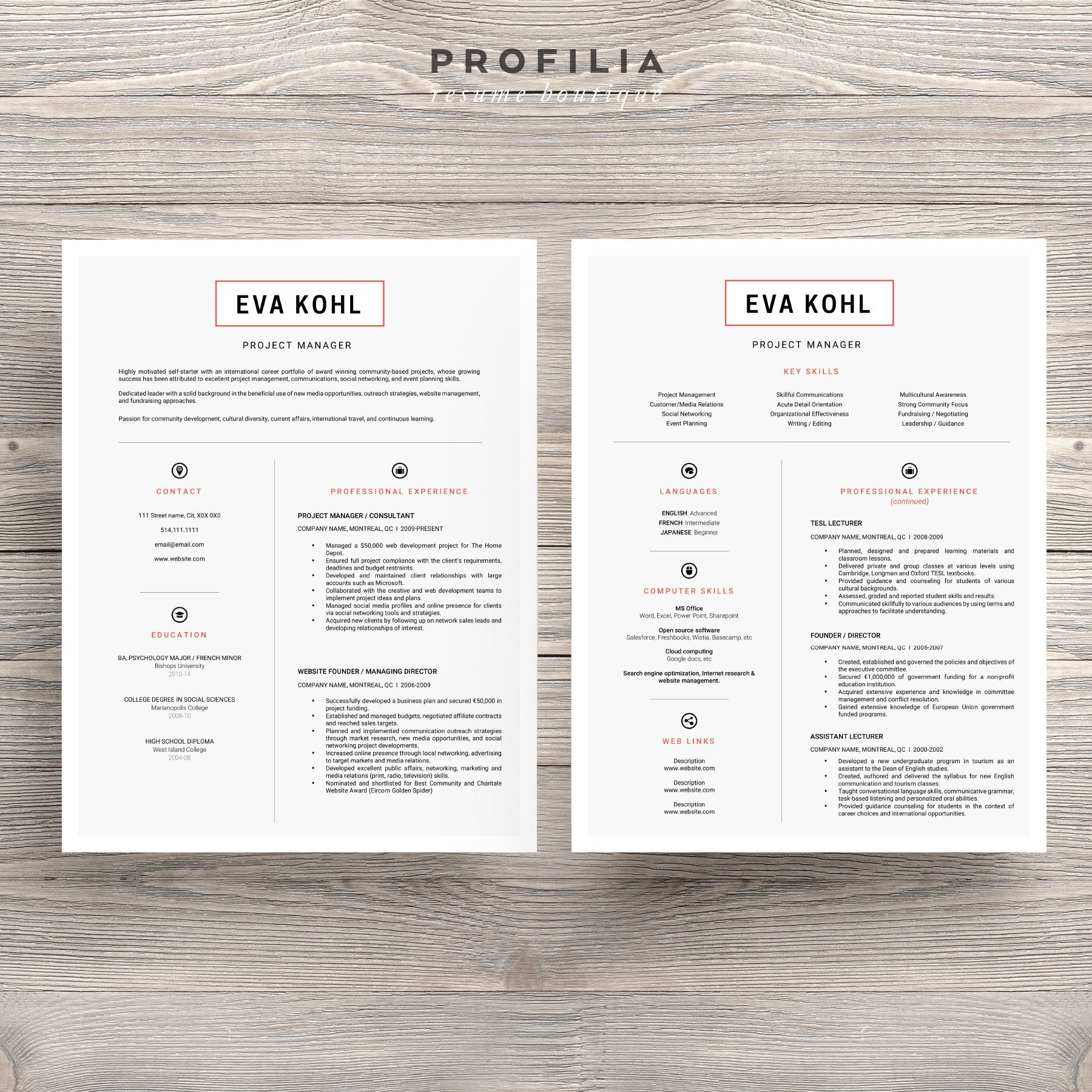 Modern Resume & Cover Letter Template --- Editable word format (#4)