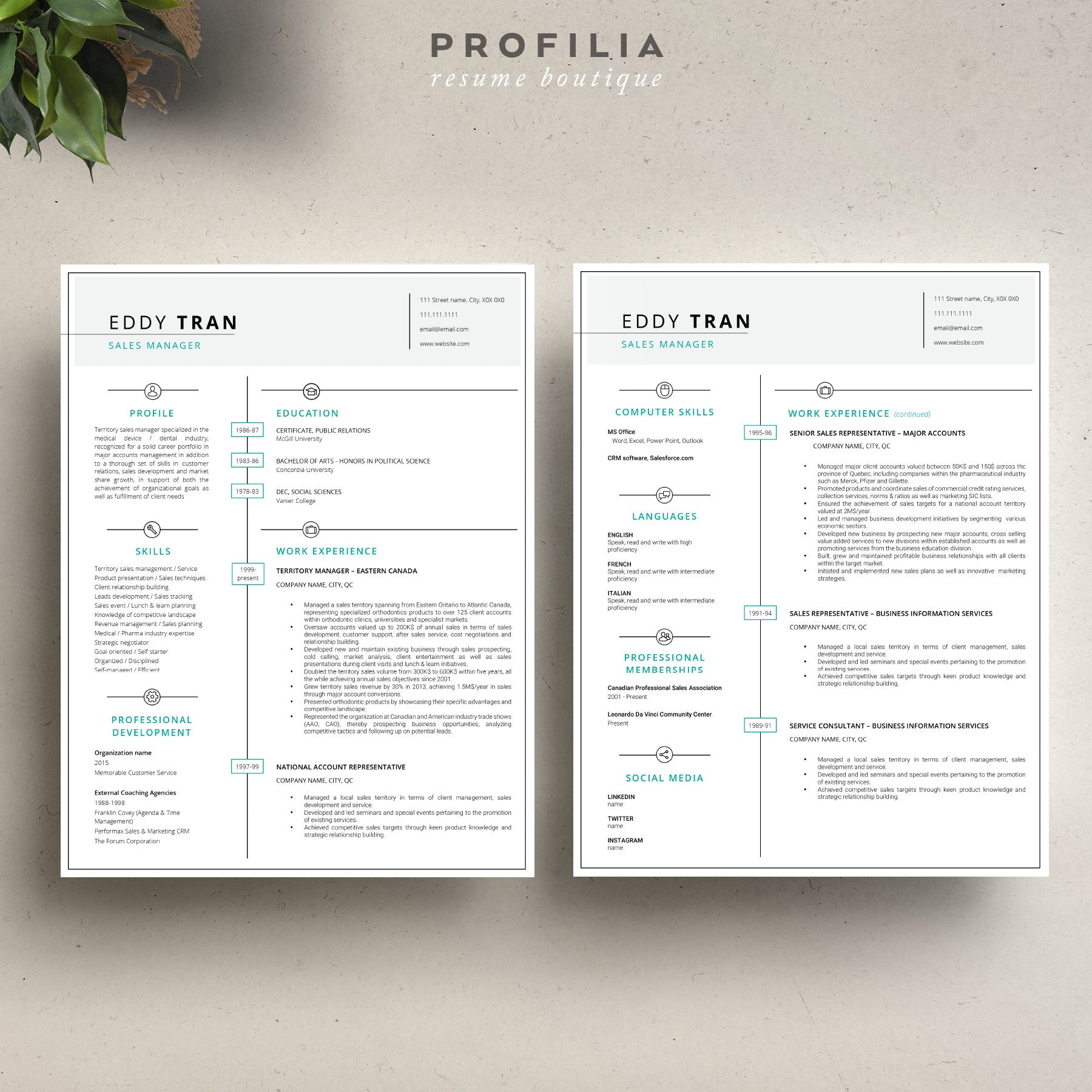 Modern Resume & Cover Letter Template --- Editable word format (#6)