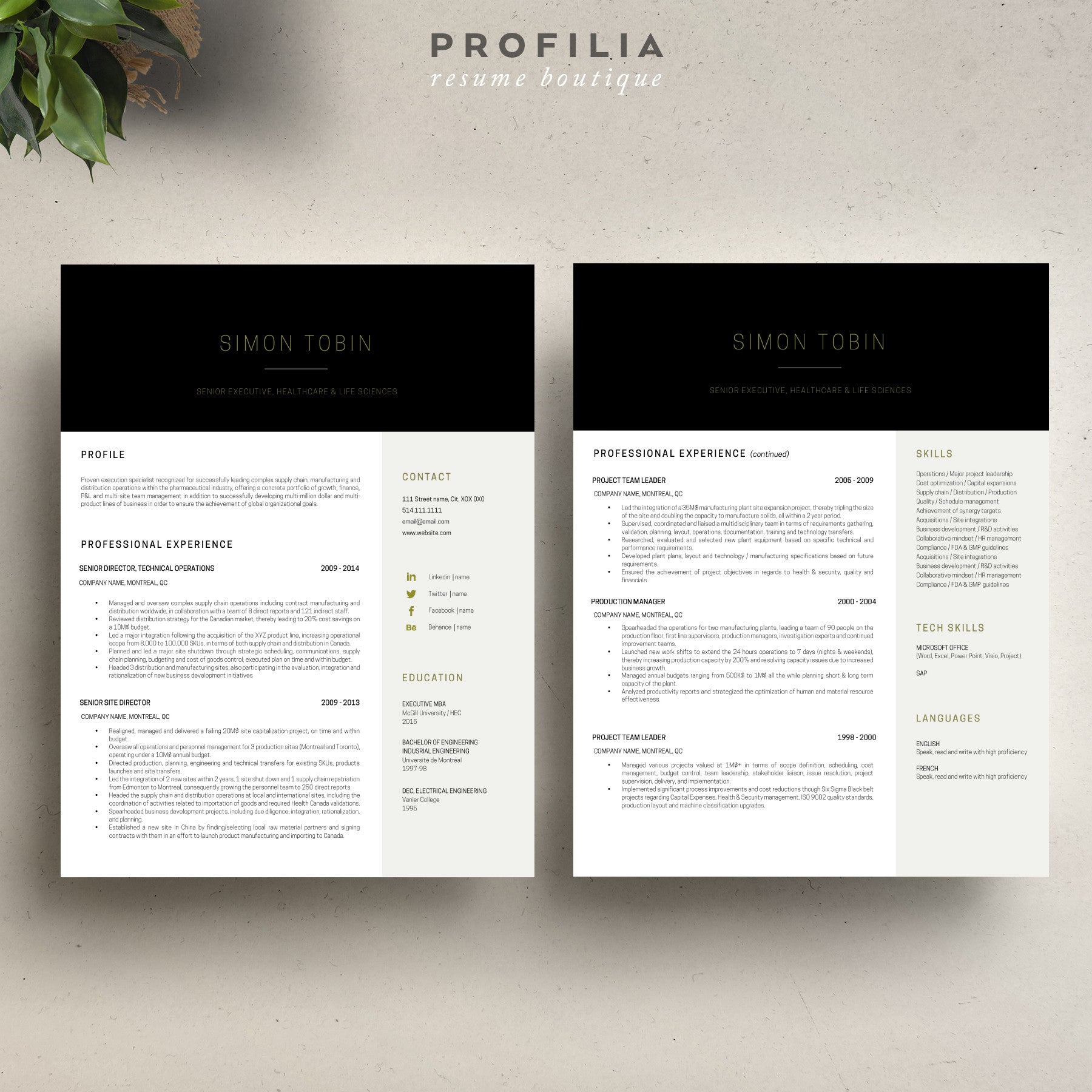 Modern Resume & Cover Letter Template --- Editable word format (#9)