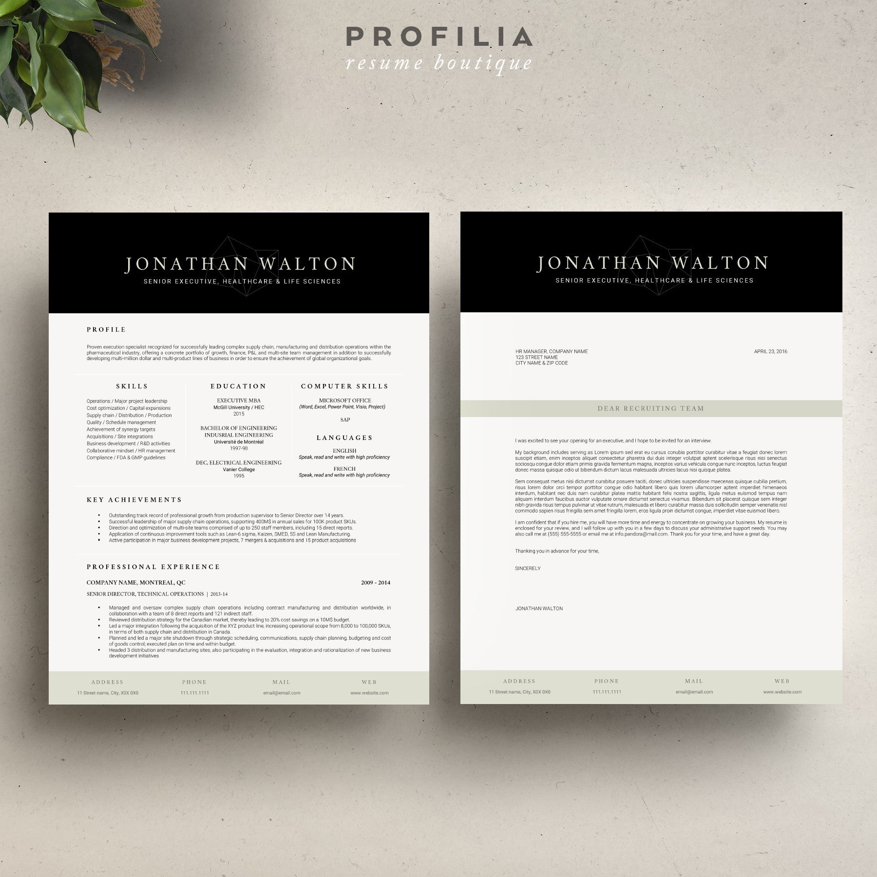 Modern Resume & Cover Letter Template --- Editable word format