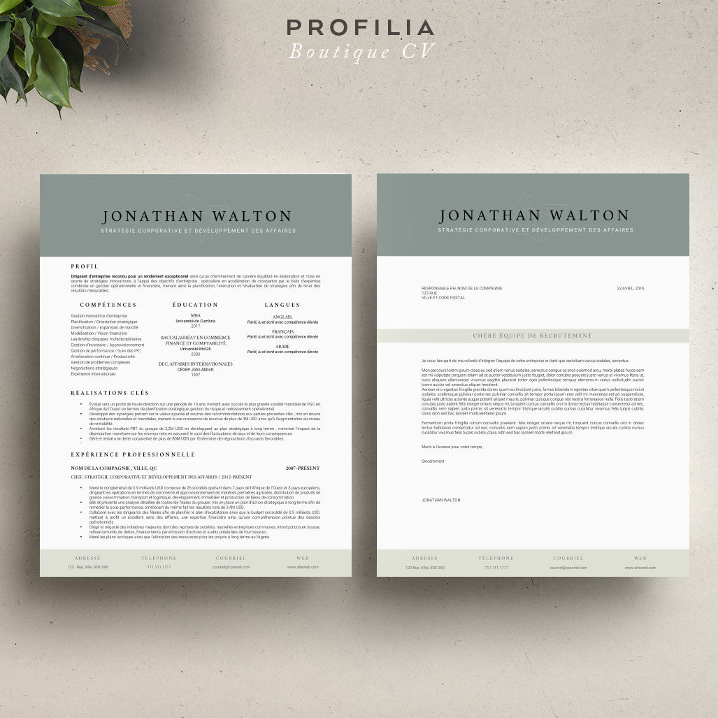 Modèle de CV et Lettre de présentation à télécharger --- Fichier en format Word modifiable (#15)