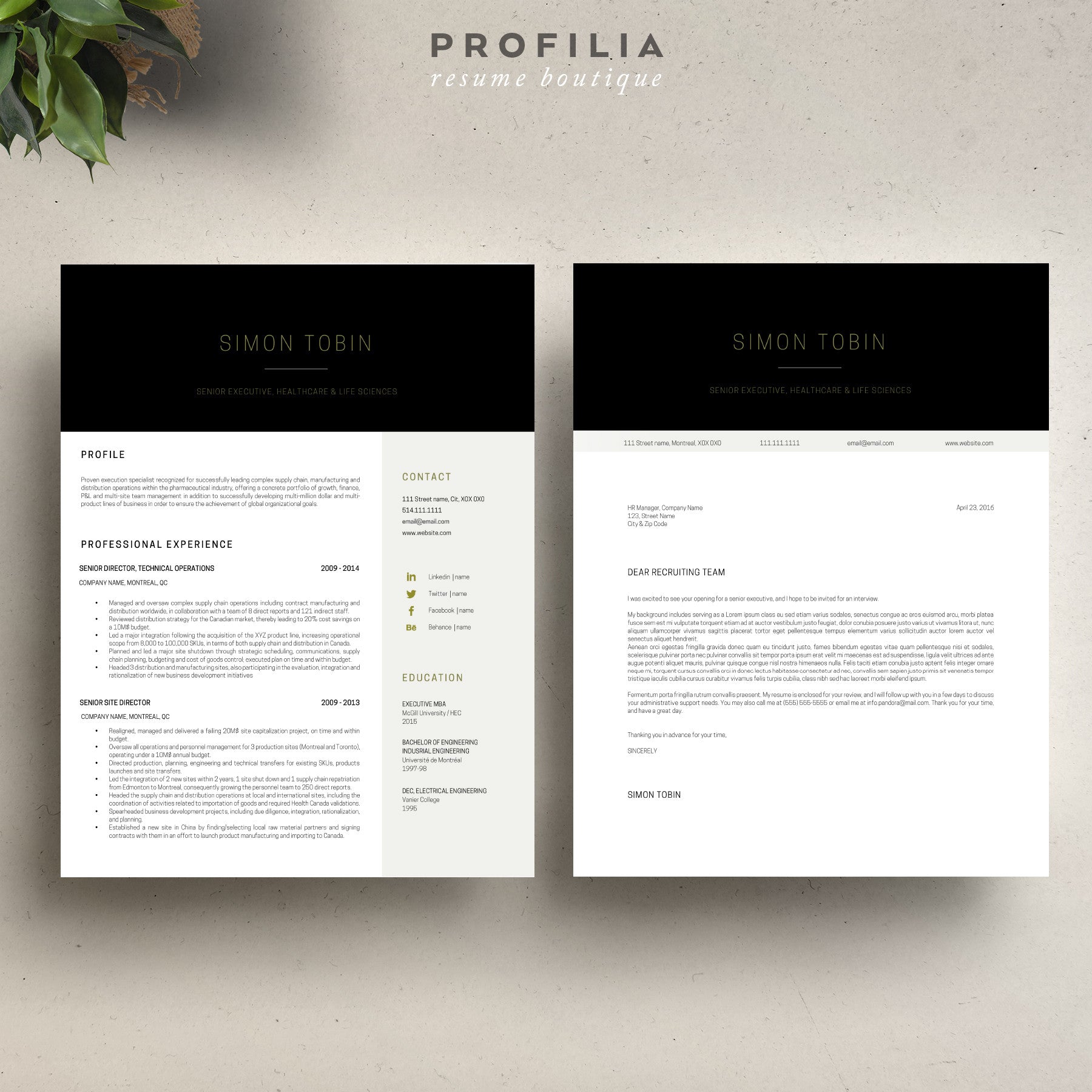 Modern Resume & Cover Letter Template --- Editable word format (#9)