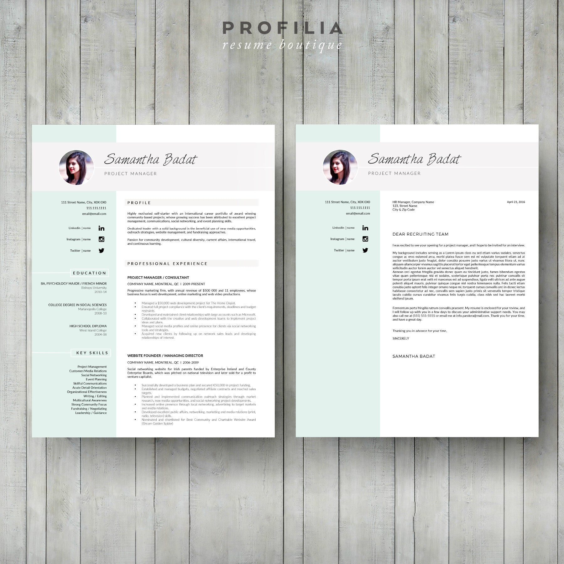 Modern Resume & Cover Letter Template --- Editable word format (#13)