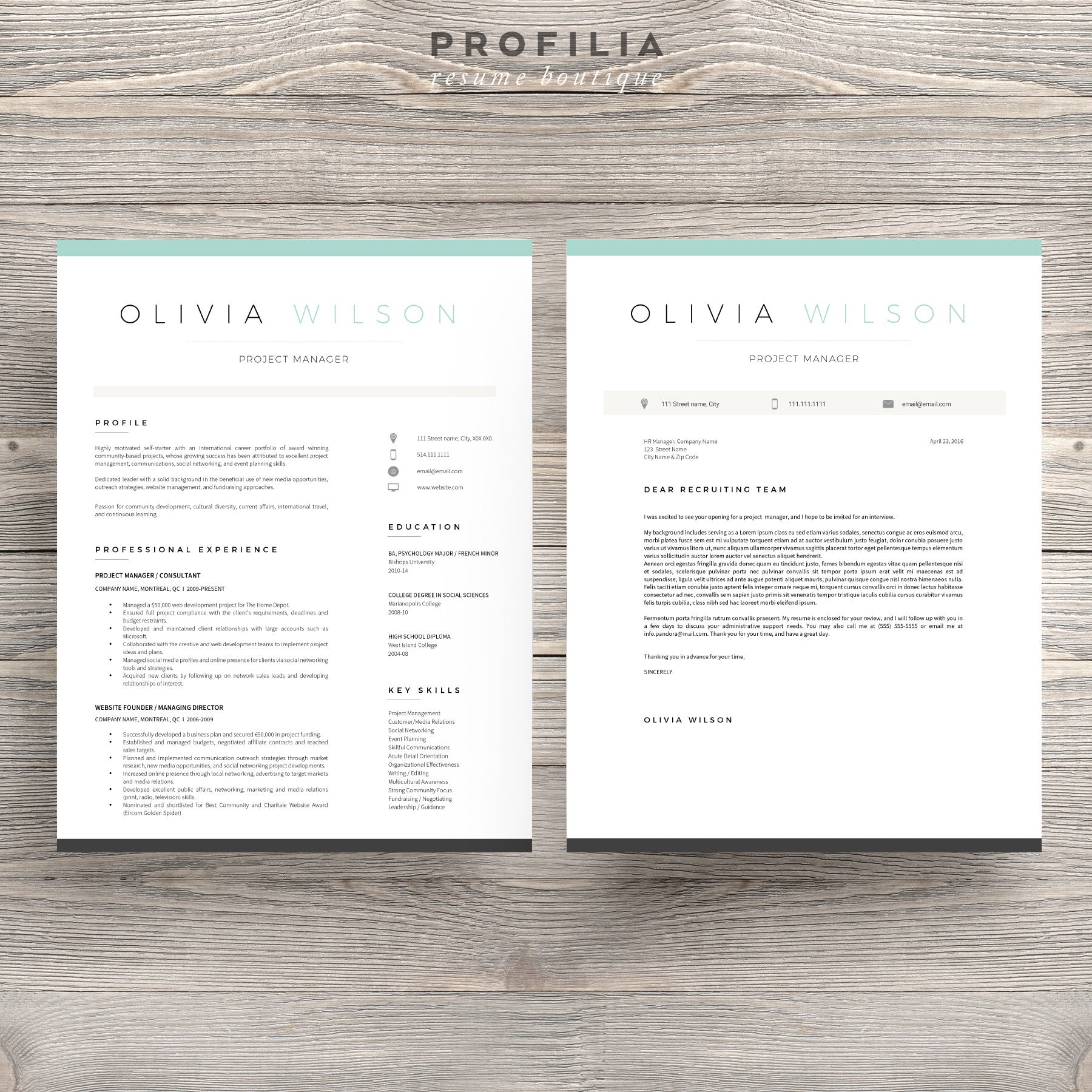 Modern Resume & Cover Letter Template --- Editable word format (#12)