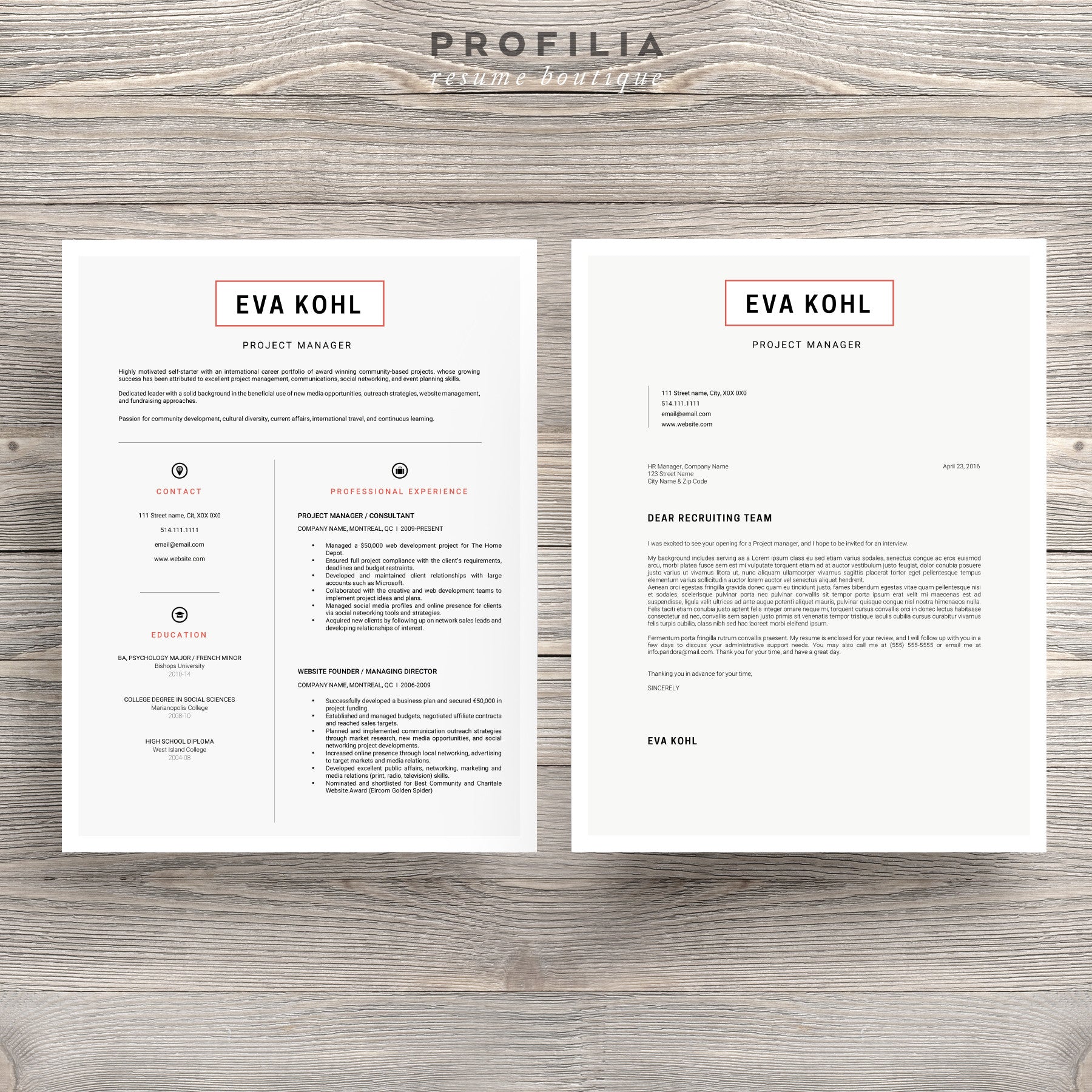Modern Resume & Cover Letter Template --- Editable word format (#4)