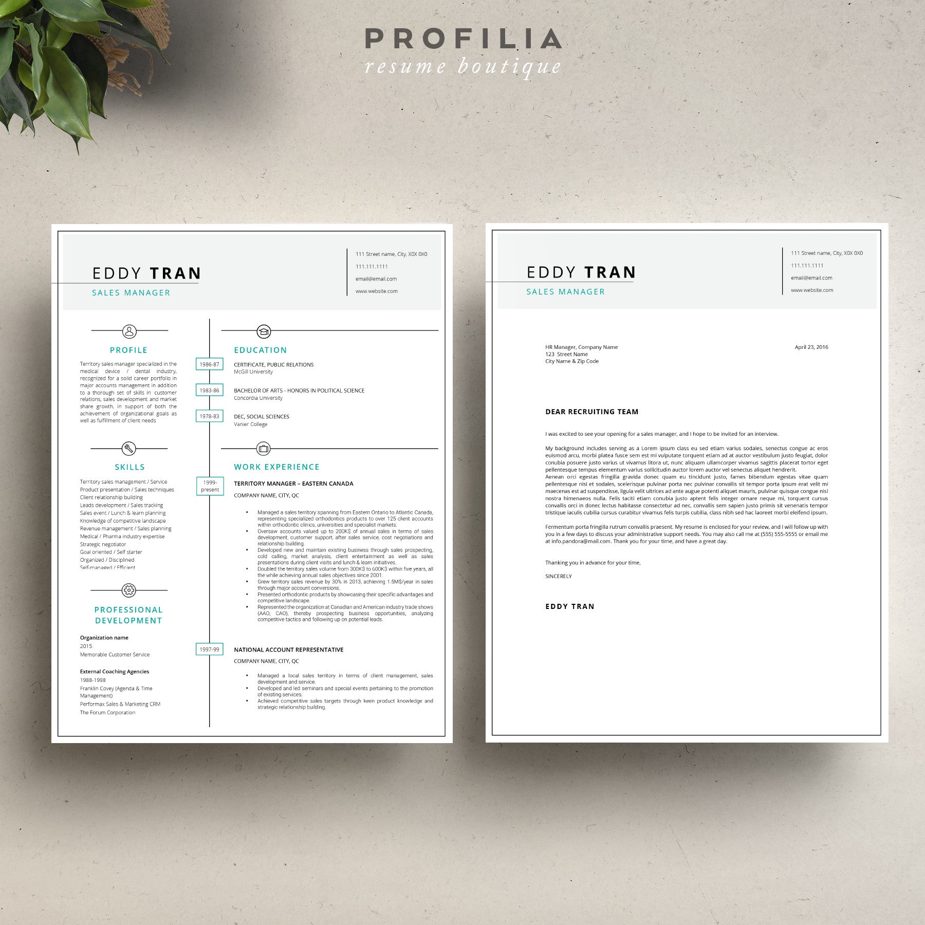 Modern Resume & Cover Letter Template --- Editable word format (#6)