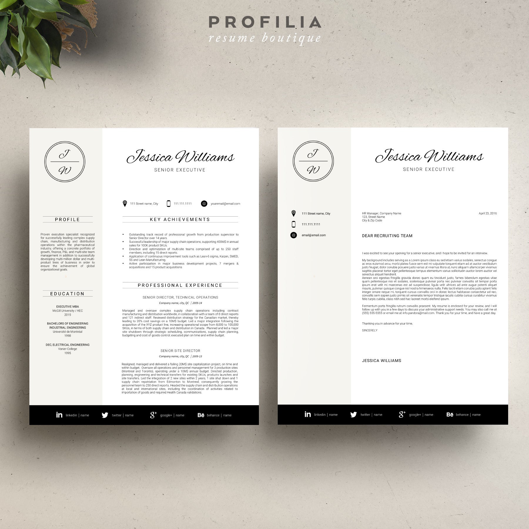 Modern Resume & Cover Letter Template --- Editable word format (#11)