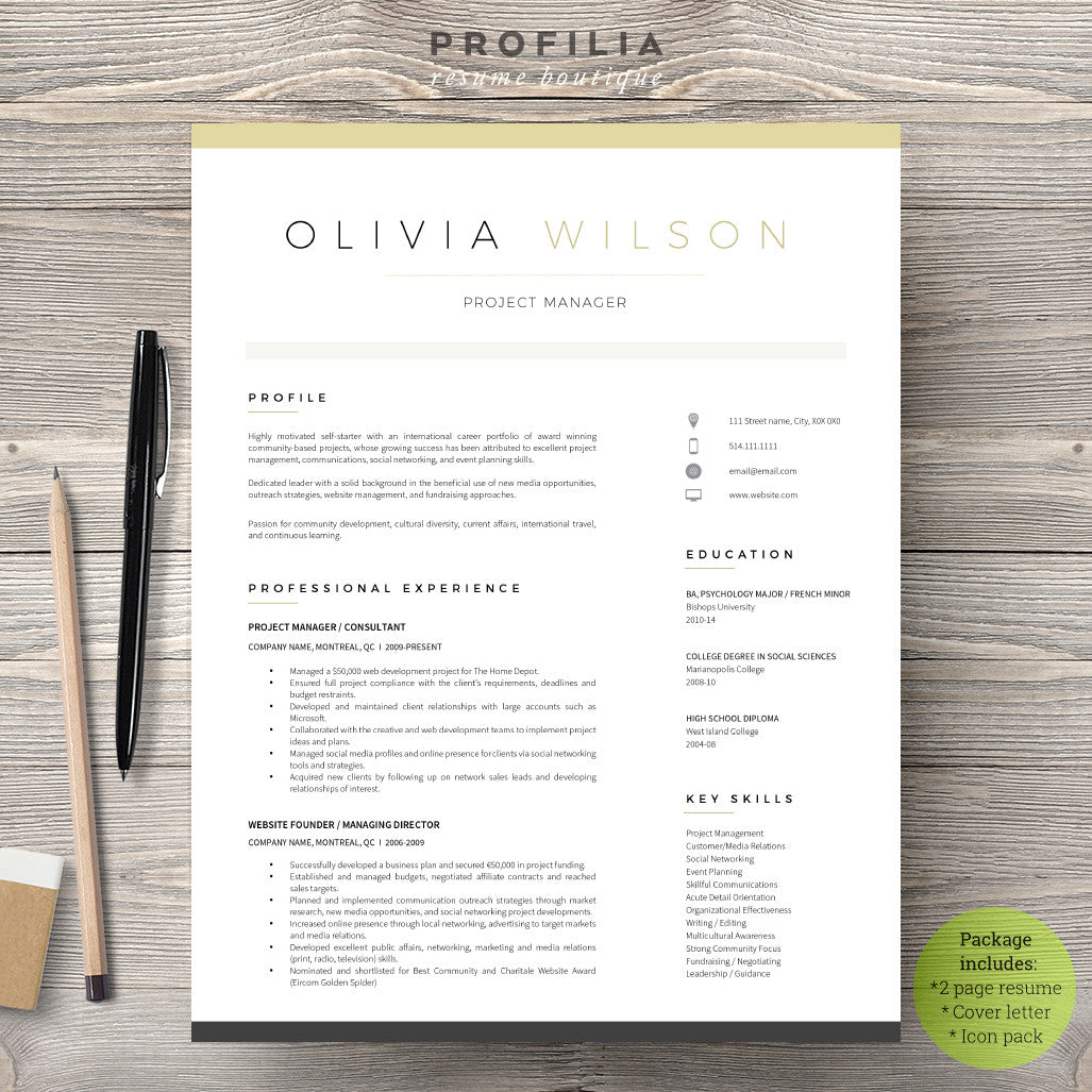 Modern Resume & Cover Letter Template --- Editable word format (#14)